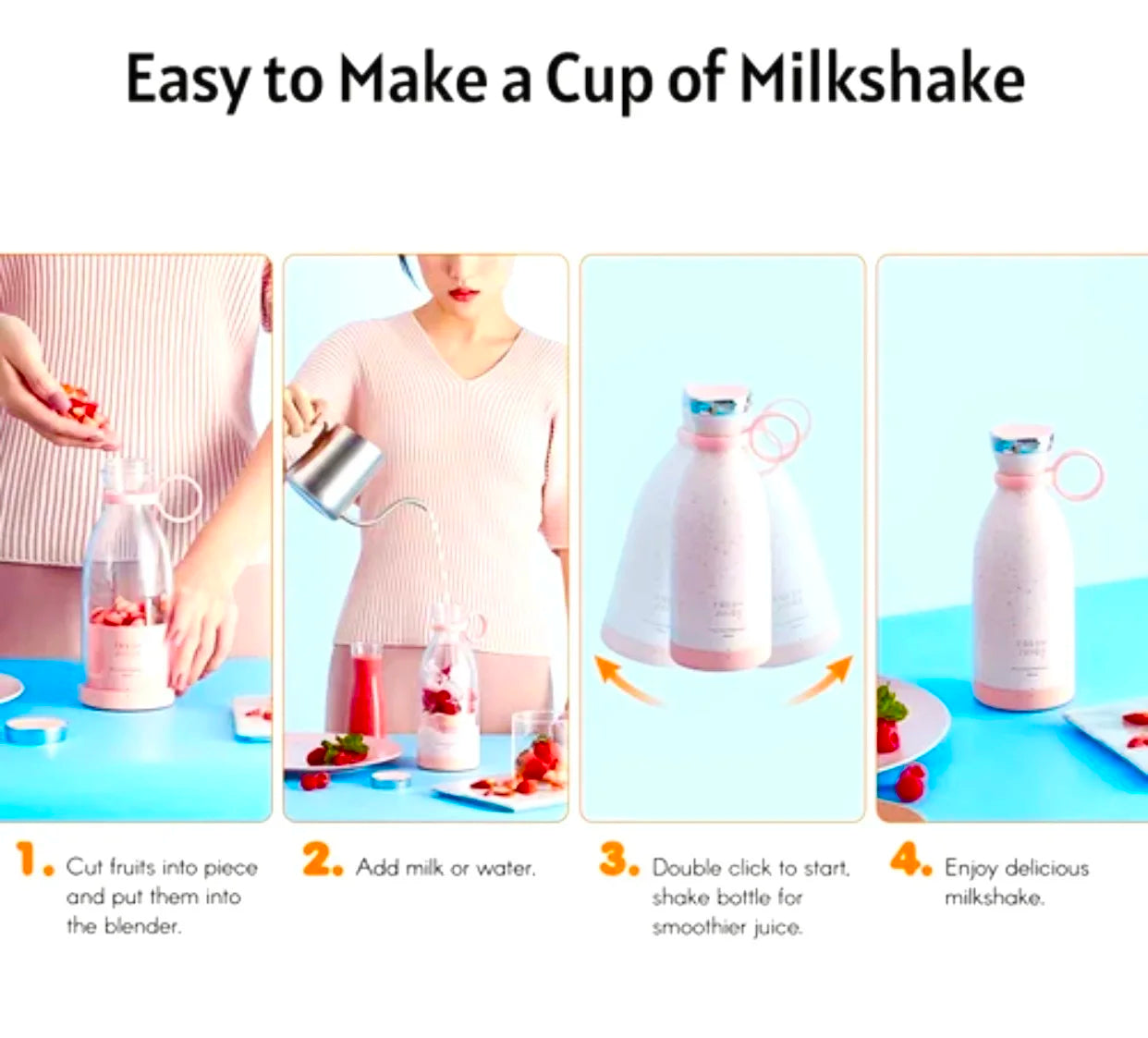 Portable Blender Electric Fruit Juicer Mixer